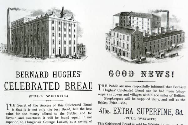 Early advertisements for Bernard Hughes' bread. Bernard 'Barney' Hughes was the man who invented the Belfast Bap. Picture: Alan Lewis - Photopress Belfast