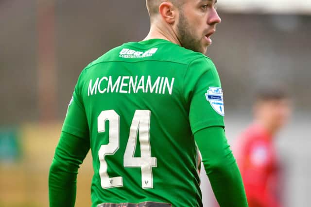 Conor McMenamin returned from injury during the match at Shamrock Park