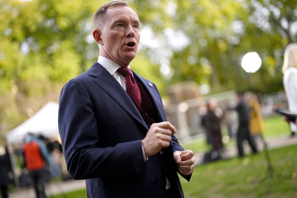 Northern Ireland Secretary Sir Chris Bryant speaking to the media at College Green, Westminster, after Chancellor John Healey delivered his first budget. Pic: Jordan Pettitt/Press Association