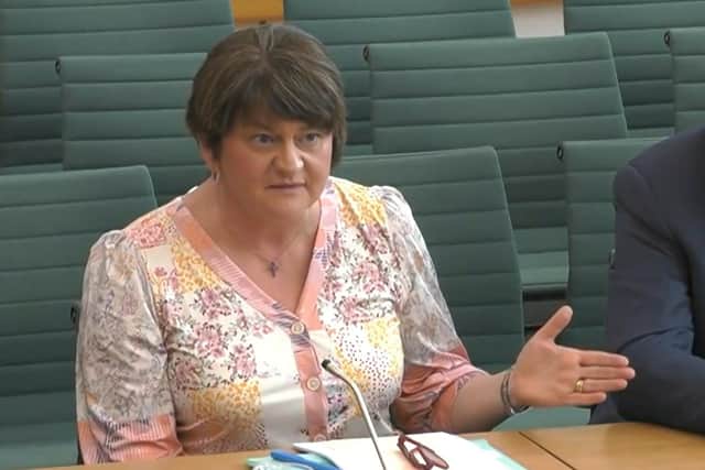Former Northern Ireland first minister Baroness Arlene Foster appearing before the Northern Ireland Affairs Select Committee in the House of Commons, London, on the subject of the effectiveness of the institutions of the Belfast/Good Friday Agreement
