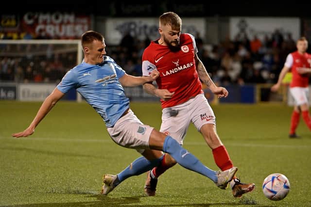 Scot Whiteside in action for Ballymena United against Larne in last season's Irish Cup. Credit: Stephen Hamilton/Inpho