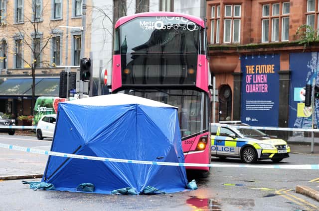 Collision in Donegall Square West, Belfast on 30 October 2023. Photo: Jonathan Porter/Press Eye