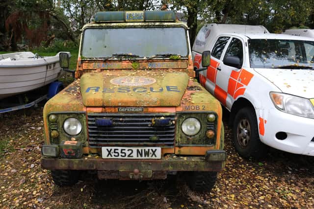 The Land Rover Defender rescue vehicle before the overhaul. (National Geographic/Steve Bonser)