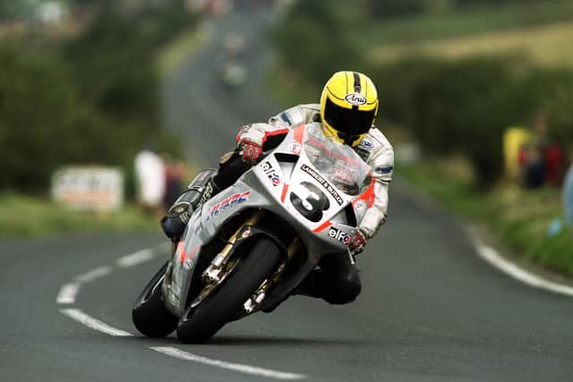 Northern Ireland motorcycling legend Joey Dunlop claimed one of his most famous wins on the Honda RC45 at the 1999 Ulster Grand Prix at Dundrod.