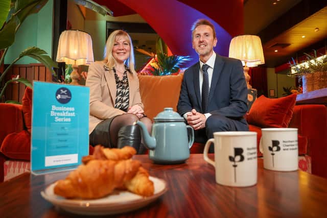Suzanne Wylie, chief executive, NI Chamber and Paul McClurg, head of Belfast Business Banking, Bank of Ireland UK