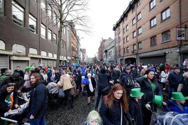 The St. Patrick's Day parade in Belfast.