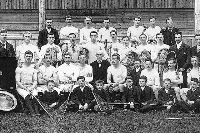 The original 1893 Newtownards Lacrosse Team. By 1879 a number of lacrosse clubs had emerged to join the Ards Lacrosse Club and in that year an Irish Lacrosse Union was founded, a development driven by Captain Hugh C. Kelly of Ballymacarrett, Co. Down. By 1886, there were at least 13 active lacrosse clubs in Ireland these included Chichester Park, Clarence, Cliftonville, Dublin University, Methodist College, North of Ireland, Down Athletic Club, Rugby, Ards, Royal Academical Institution, Ulster, Windsor and YMCA.