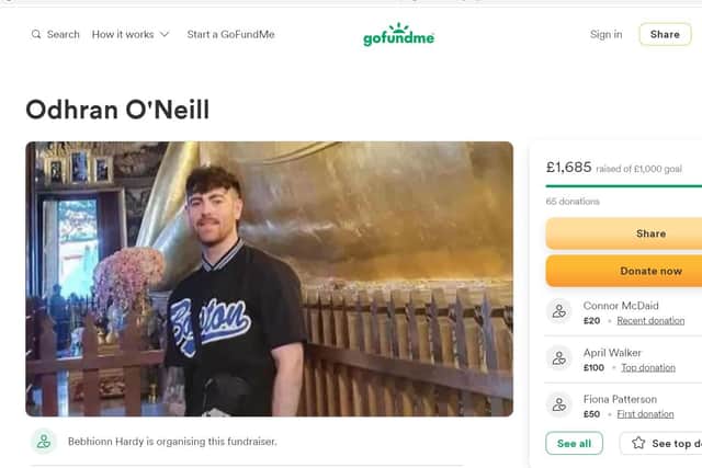 A screen shot of the gofundme page