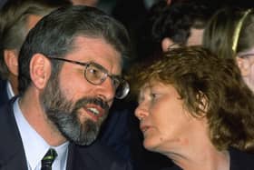 Sinn Fein leader Gerry Adams and Rita O'Hare during the Presidential Medal of Freedom ceremony as the award was being presented to US Senator George Mitchell.Rita O’Hare has died at the age of 80.