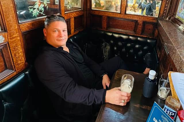 Victor Torres, 53, from Los Angeles, is due to begin a 15-year cruise around the world from Belfast this weekend. He has been converted to Guiness during his stay in Belfast.