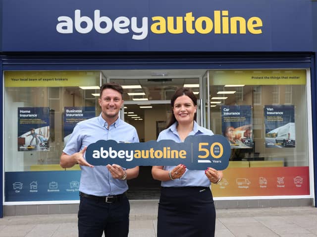 AbbeyAutoline, is celebrating its 50th anniversary by enhancing its high street presence in Northern Ireland and relocating its Portadown branch to a new town-centre location. The new branch is part of the company’s commitment to strengthening its well-established commercial lines business in Portadown following the acquisition of BMG Insurance. Pictured is Ciaran McGurgan and Kathy McConaghy from AbbeyAutoline, Portadown (presseye.com)