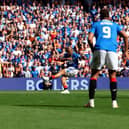 Kemar Roofe scores a goal for Rangers later disallowed by VAR during Sunday's derby with Celtic. (Photo by Ian MacNicol/Getty Images)