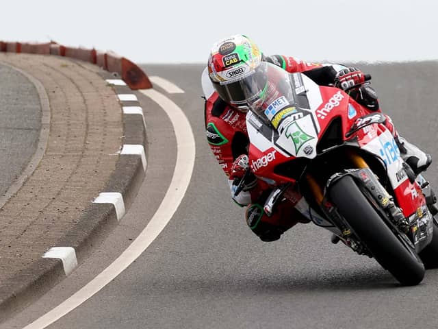 Glenn Irwin (Hager PBM Ducati) recorded an unofficial 125mph lap record for pole position in the Superbike class at the North West 200