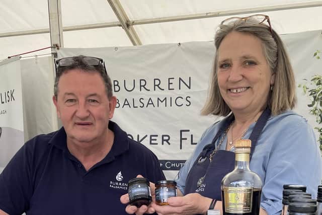 Susie Hamilton Stubber, founder and managing director of Burren Balsamics at Richhill in Co Armagh, with Bob McDonald, the company’s product development director