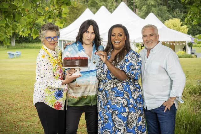 Undated Handout Photo from The Great British Bake Off. Pictured: Prue, Noel, Alison & Paul. See PA Feature SHOWBIZ TV Bake Off. WARNING: This picture must only be used to accompany PA Feature SHOWBIZ TV Bake Off. PA Photo. Picture credit should read: Mark Bourdillon/Love Productions/Channel 4. NOTE TO EDITORS: This picture must only be used to accompany PA Feature SHOWBIZ TV Bake Off.

:x