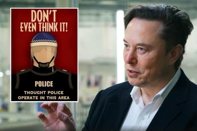 An image of Elon Musk, who has tweeted out his criticism of Ireland's 'hate speech' bill to his legions of online followers; inset, an image posted online by Lawyers for Justice Ireland, which describes itself as "group of pro bono Irish Lawyers and associated professionals committed to empowering people with knowledge to take action to uphold our rights and freedoms"