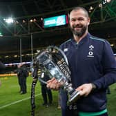 Ireland head coach Andy Farrell with the Six Nations trophy. (Photo by Brian Lawless/PA Wire)