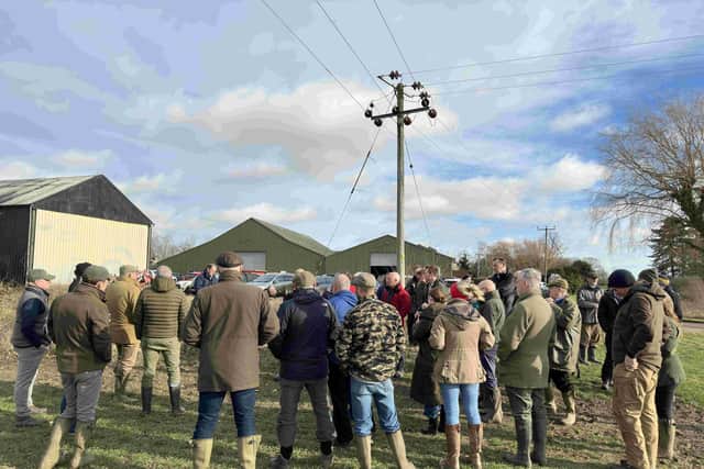 Around 60 farmers and other people interested in the Big Farmland Bird Count gathered at the Barker family farm for the launch. Picture: Submitted