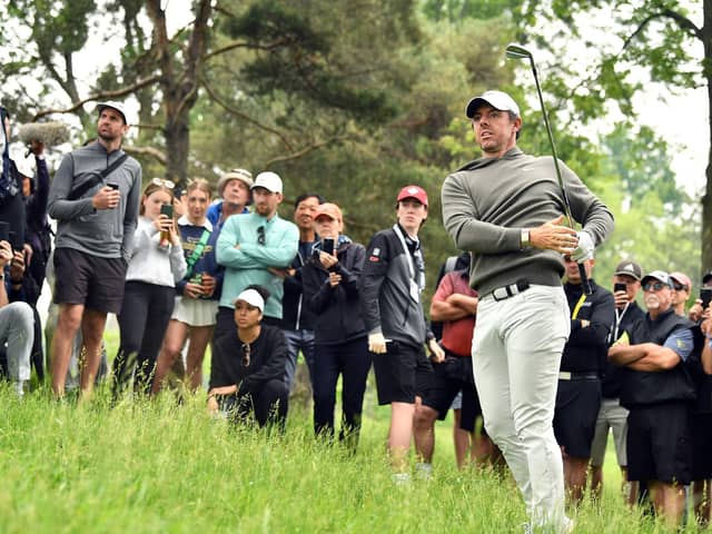 Northern Ireland’s Rory McIlroy hits from the rough on the seventh hole during the first round of the RBC Canadian Open at Oakdale