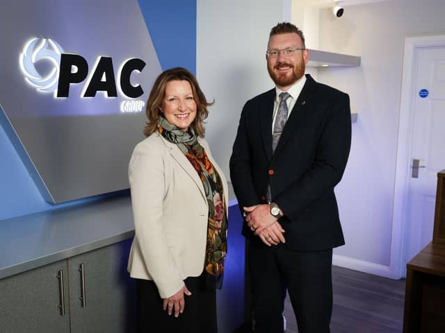Northern Ireland's PAC Group to invest £1.3m following £2.8m contract wins. Pictured is Anne Beggs, director of trade and investment, Invest Northern Ireland and Darren Leslie, business development director, PAC Group.