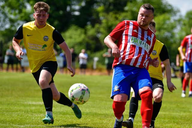 Ballymacash Rangers striker Michael Moore came off the bench to score twice in their Irish Cup fifth round victory over Oxford Sunnyside. PIC: Andrew McCarroll/Pacemaker Press