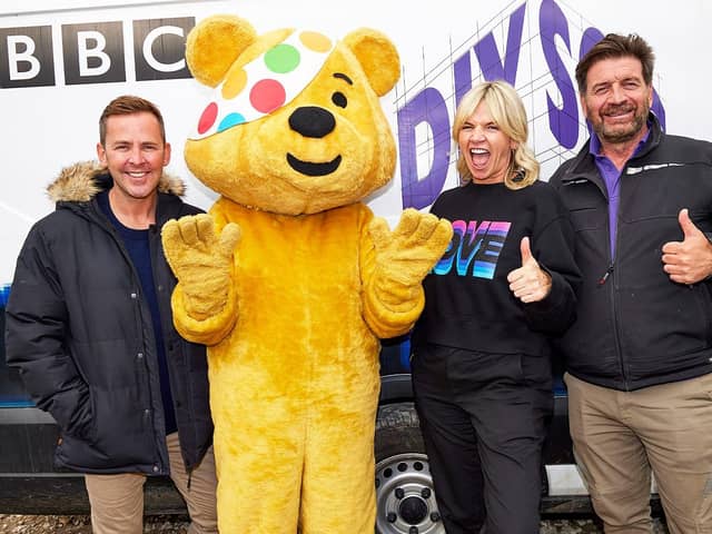 Radio 2's Zoe Ball, Scott Mills joined Nick Knowles on The Big Build for Children in Need
