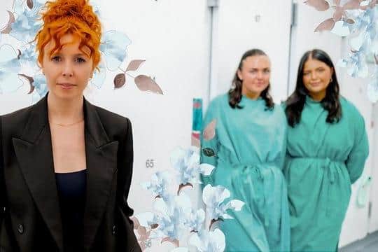 Stacey Dooley with Olivia Cotterill and Isabel Walton