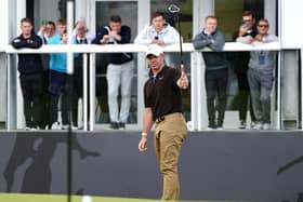 Rory McIlroy reacts on the 18th green on day three of the Genesis Scottish Open 2023 at The Renaissance Club, North Berwick. PIC: Jane Barlow/PA Wire.