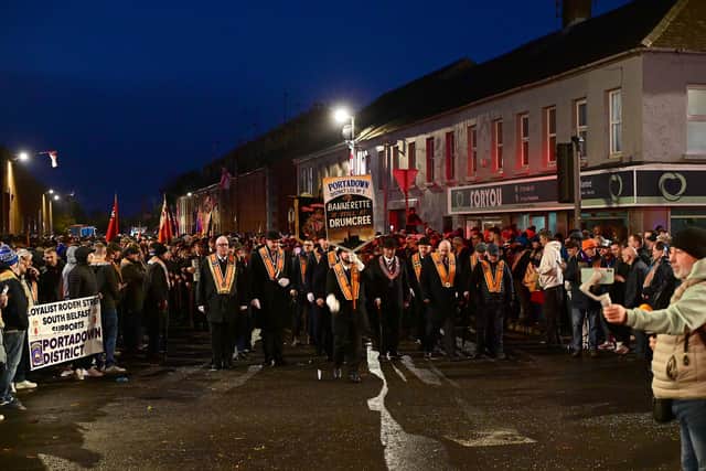A major parade and rally took place in Portadown this Saturday, October 24, organised by Portadown District LOL 1, with Orangemen and the "entire Orange family" and wider unionist community turned out in numbers. The district says the event is intended to demonstrate the "strength of feeling" locally following the recent decision to overturn a determination allowing its traditional Garvaghy Road parade to proceed. Picture By:Arthur Allison/Pacemaker Press.