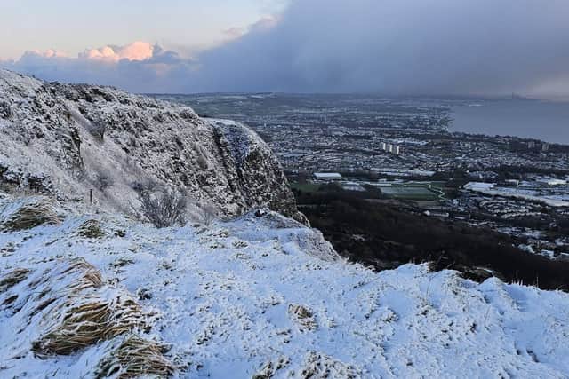 Belfast seen from Cavehill on Friday morning 2 January 2025 taken by Scenic Northern Ireland Photography@scenicniphotography@gmail.com