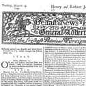 A front page of a News Letter from March 1749