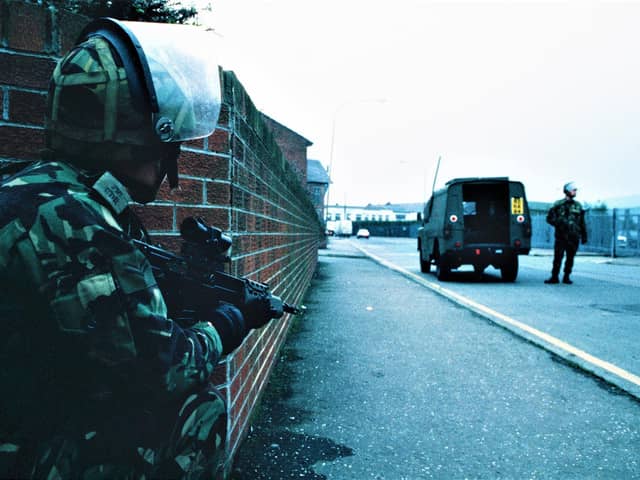 A UDR patrol in Belfast in 1991
