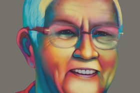 Baroness May Blood (1938-2022) painted by FRIZ as part of the NI Peace Heroines exhibition