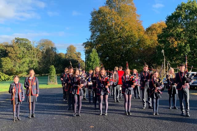 Pipes and Drums from Enniskillen Royal Grammar School at the Poppy Appeal launch