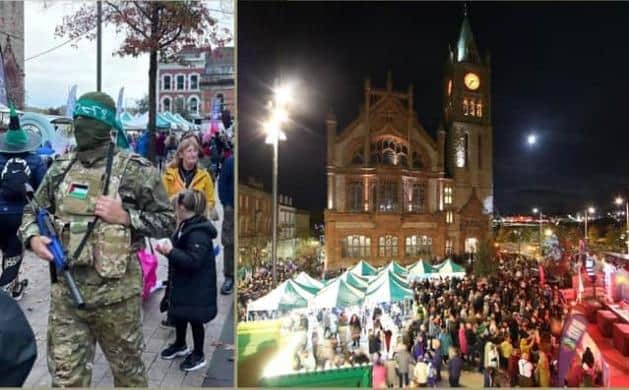 An image of a person dressed as a Hamas fighter during a Halloween event in Northern Ireland may have been generated by artificial intelligence, the chief constable has said.