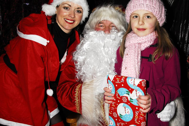 Young Rebecca O'Hare, visited Santa and Mrs Claus in their Grotto in the Market House, during 'Christmas On The Hill' Celebrations in  Rathfriland.   Photo: Gary Gardiner.