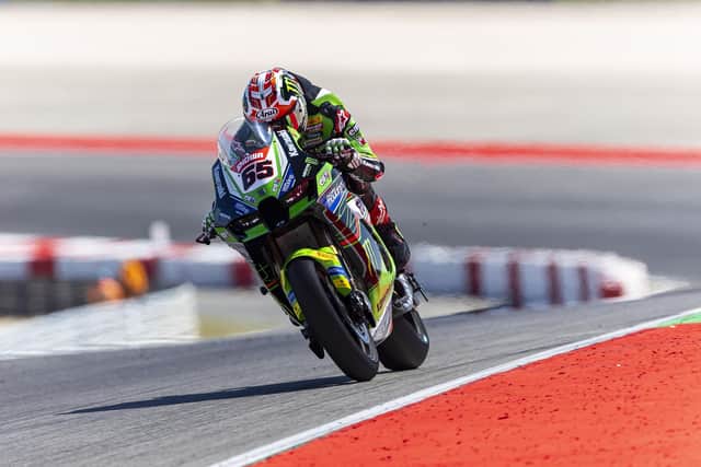 Jonathan Rea crashed out of the Superpole race at Portimao in Portugal on Sunday