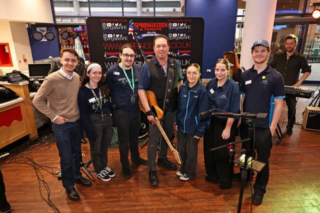 4. Springsteen - A Tribute Frontman Monte Thompson with the team at Odeon Belfast
