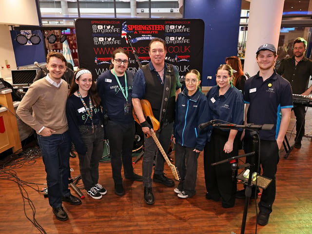 4. Springsteen - A Tribute Frontman Monte Thompson with the team at Odeon Belfast