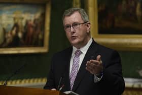 DUP leader Sir Jeffrey Donaldson has hit out at unionist critics of his deal with the Government, accusing some of them of living in a “bygone era”. Photo: Niall Carson/PA Wire