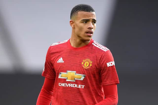 Mason Greenwood playing for Manchester United in 2021. (Photo by Michael Regan/PA Wire)