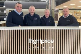 Four employees at one of the largest furniture retailers in Northern Ireland have been praised for knocking up 130 years service. Pictured are Lloyd Tanner, Eddie Nicholl, James Brennan and Gregory Young were recently congratulated on being longest-serving members of staff at RightPrice Coleraine