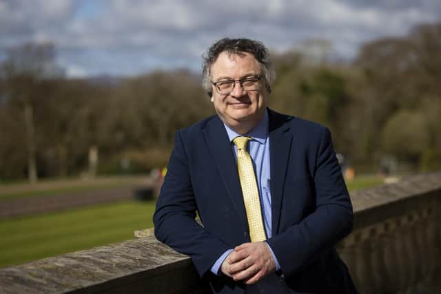 Stephen Farry MP, deputy leader of the Alliance Party of Northern Ireland, at Parliament Buildings on the Stormont estate in Belfast, ahead of the 25th anniversary of the Belfast/Good Friday Agreement.