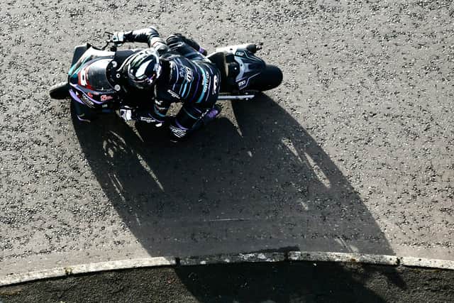 Michael Dunlop qualified on pole position on his MD Racing BMW at the Mid Antrim 150 on Friday. (Photo by Stephen Davison/Pacemaker Press)