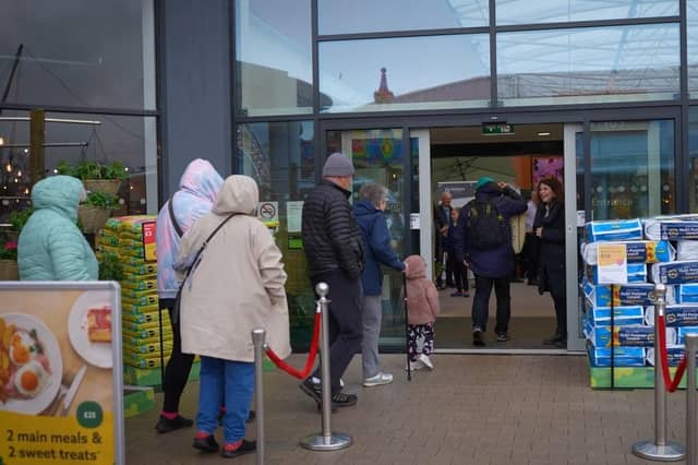 Excitement filled the air yesterday morning as Dobbie Antrim welcomed hundreds of eager customers who queued from as early as 8.30am