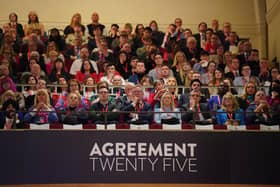The audience attending the three-day international conference at Queen's University Belfast to mark the 25th anniversary of the Belfast/Good Friday Agreement. Picture date: Monday April 17, 2023.