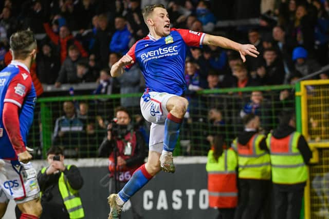 Linfield's Kyle McClean scored twice last night as David Healy's side beat Glentoran 3-1 in the Irish Cup semi-final at The Oval. PIC: Andrew McCarroll
