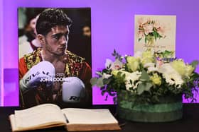 A book of condolence that was opened at the Ulster Hall in Belfast for boxer John Cooney, 28, from Galway, who died a week after suffering an injury in the clash in defence of his Celtic super-featherweight title. Picture date: Monday February 10, 2025.