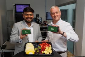 Belfast-based scientist Shubham Baviskar is developing the Aapta Gut Genius, an innovative AI-powered gut health monitoring tool that will be quick, non-invasive and low cost. The start-up is being supported by Innovation Factory with mentoring and advice. Shubham is pictured here with Stephen Ellis, the centre’s innovation manager.