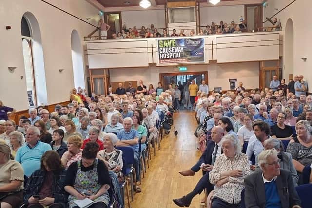 Jon Burrows backed calls to save emergency services in Coleraine at a meeting organised by the SoS Causeway Hospital group. Pic Facebook